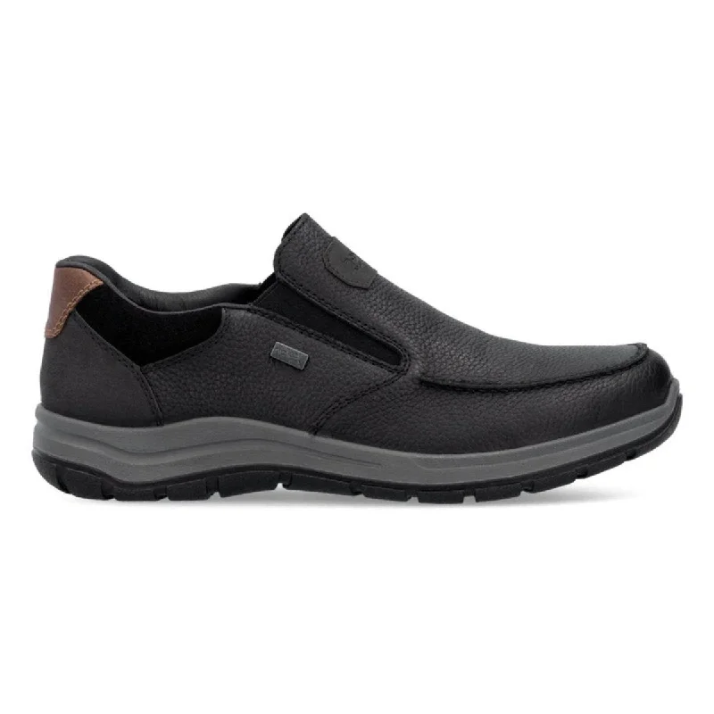 men casual shoes with shock absorption-Rieker Men's 03651-00 Todd Black/Toffee Waterproof